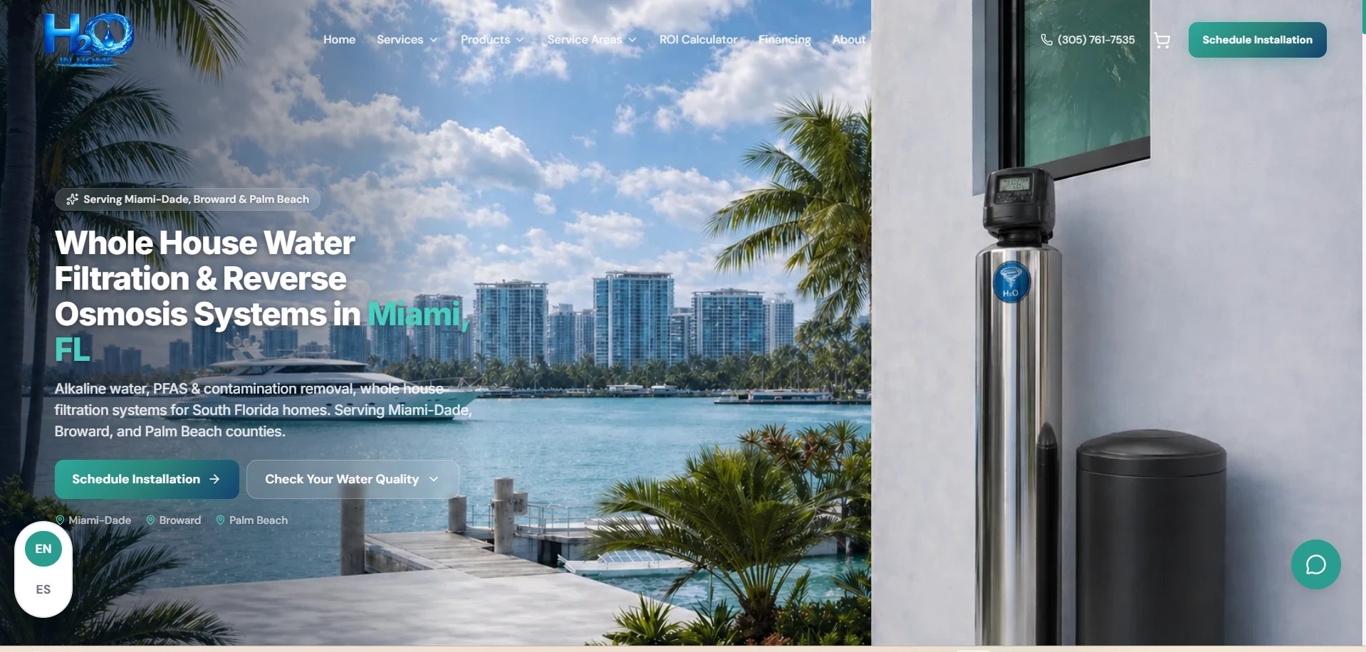 H2O In Home website