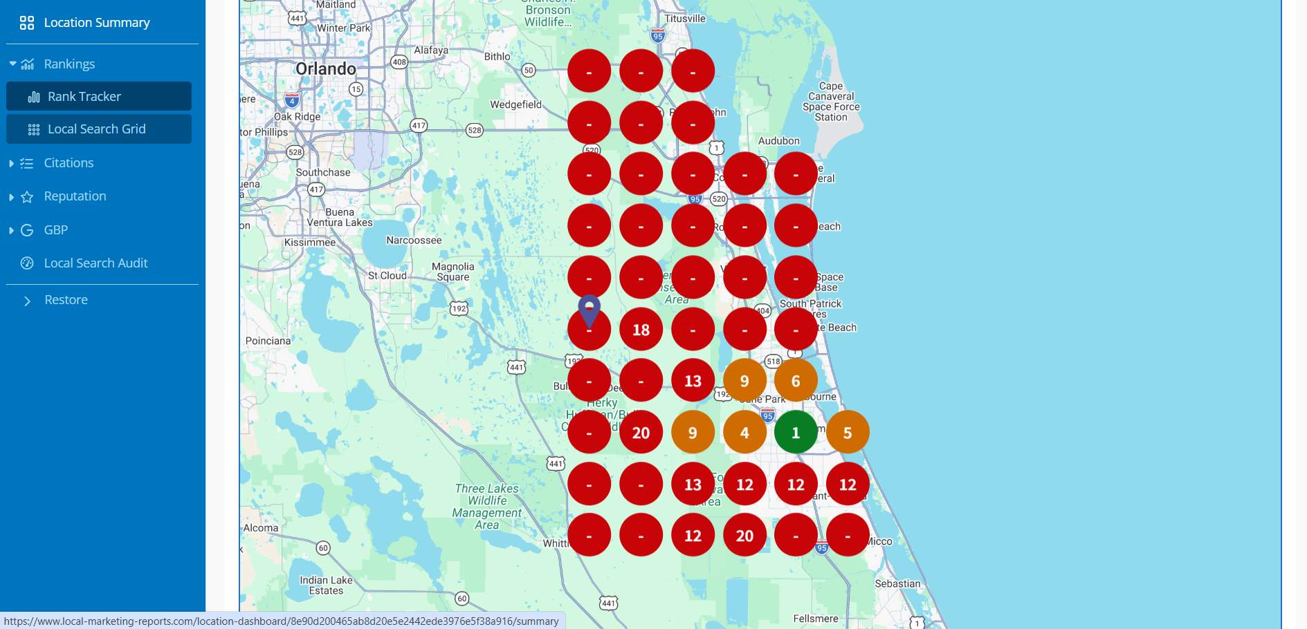 Local search grid heat map